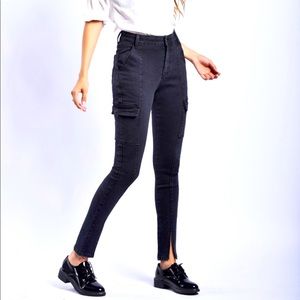 Black cargo style jeans